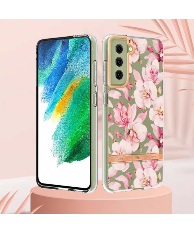 Coque Samsung Galaxy S21 FE Gardénia fleur rose