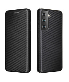 Housse Samsung Galaxy S21 5G simili cuir fibre de carbone