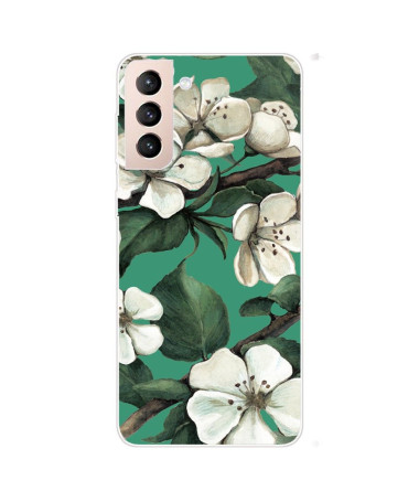 Coque Samsung Galaxy S22 5G fleurs blanches