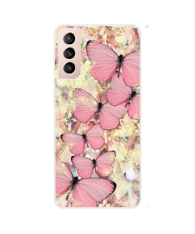 Coque Samsung Galaxy S22 5G Papillons Roses