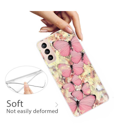 Coque Samsung Galaxy S22 5G Papillons Roses