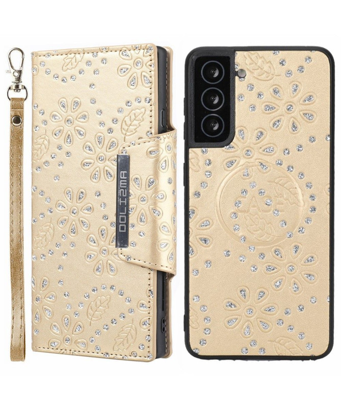 Coque et housse Samsung Galaxy S21 5G fleurs diamants