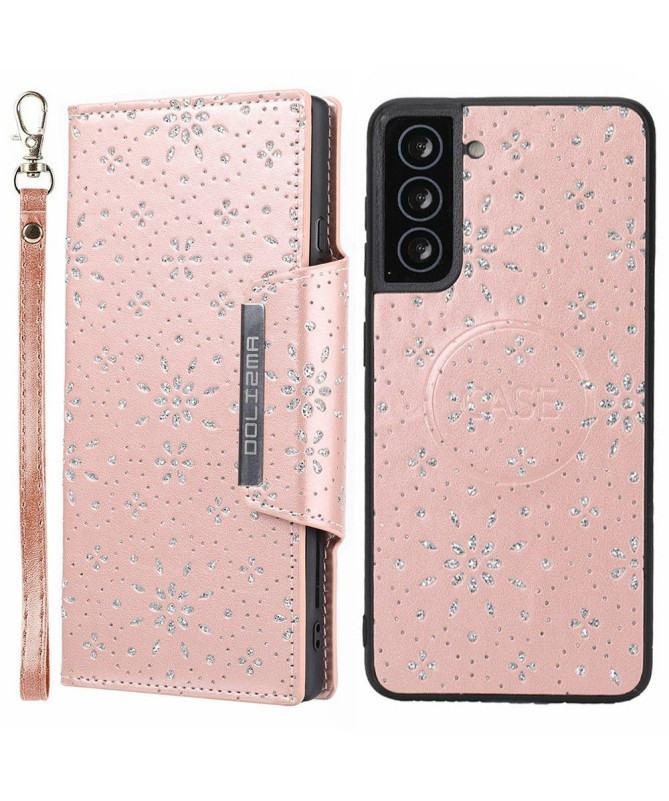 Coque et housse Samsung Galaxy S21 5G fleurs diamants