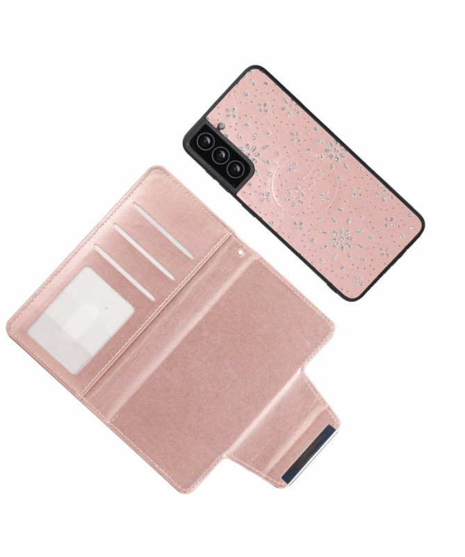 Coque et housse Samsung Galaxy S21 5G fleurs diamants