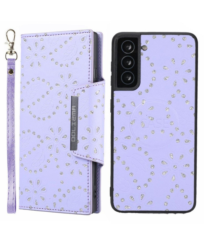 Coque et housse Samsung Galaxy S21 5G fleurs diamants