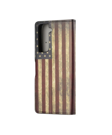 Housse Samsung Galaxy S21 5G Drapeau Américain Vintage