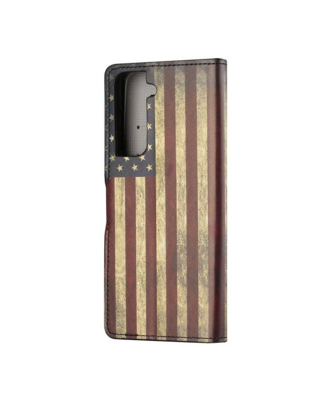 Housse Samsung Galaxy S21 5G Drapeau Américain Vintage