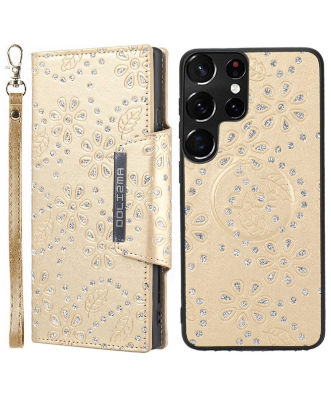 Coque et housse Samsung Galaxy S22 Ultra 5G fleurs diamants