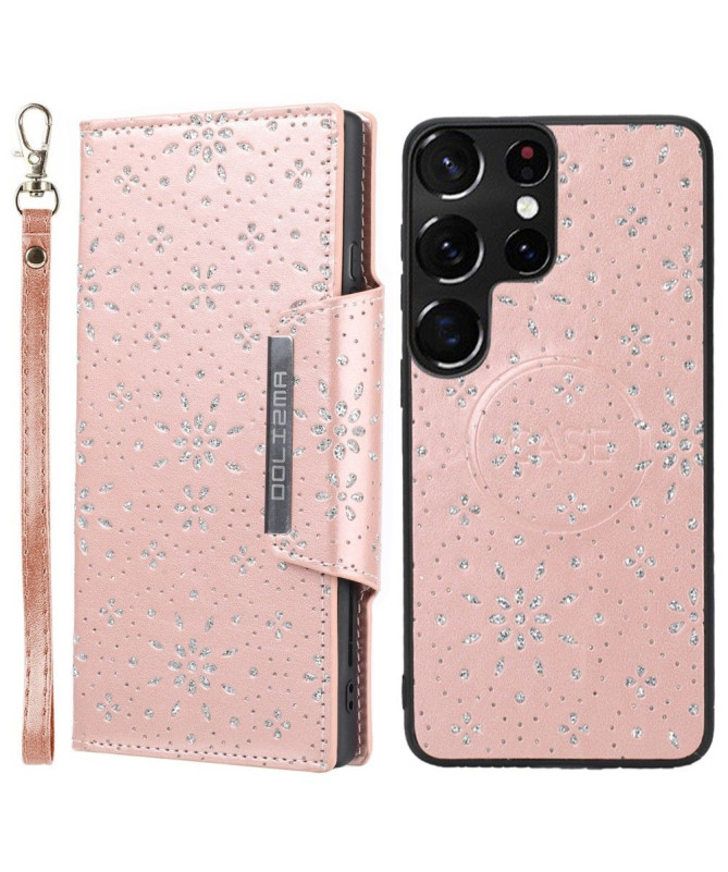 Coque et housse Samsung Galaxy S22 Ultra 5G fleurs diamants