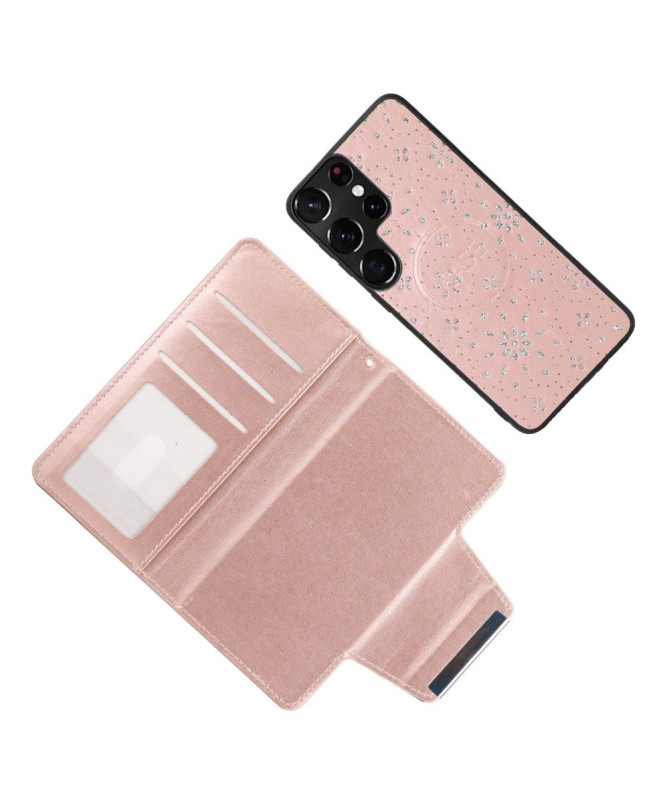 Coque et housse Samsung Galaxy S22 Ultra 5G fleurs diamants