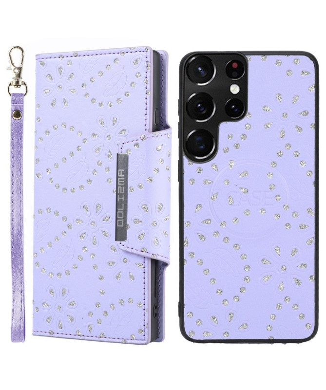 Coque et housse Samsung Galaxy S22 Ultra 5G fleurs diamants