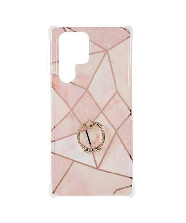 Coque Samsung Galaxy S22 Ultra 5G Marbre Géométrique avec bague