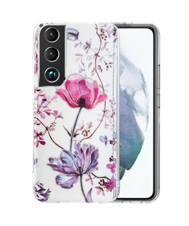 Coque Samsung Galaxy S22 Plus 5G silicone fleur violette