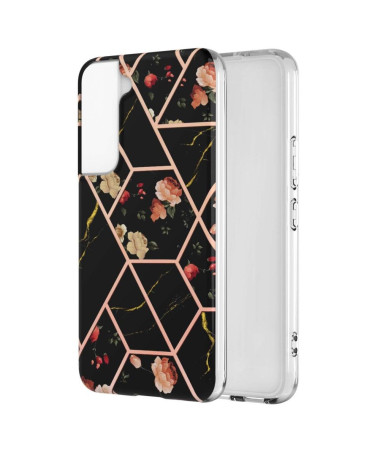 Coque Samsung Galaxy S22 Plus 5G marbre et fleurs