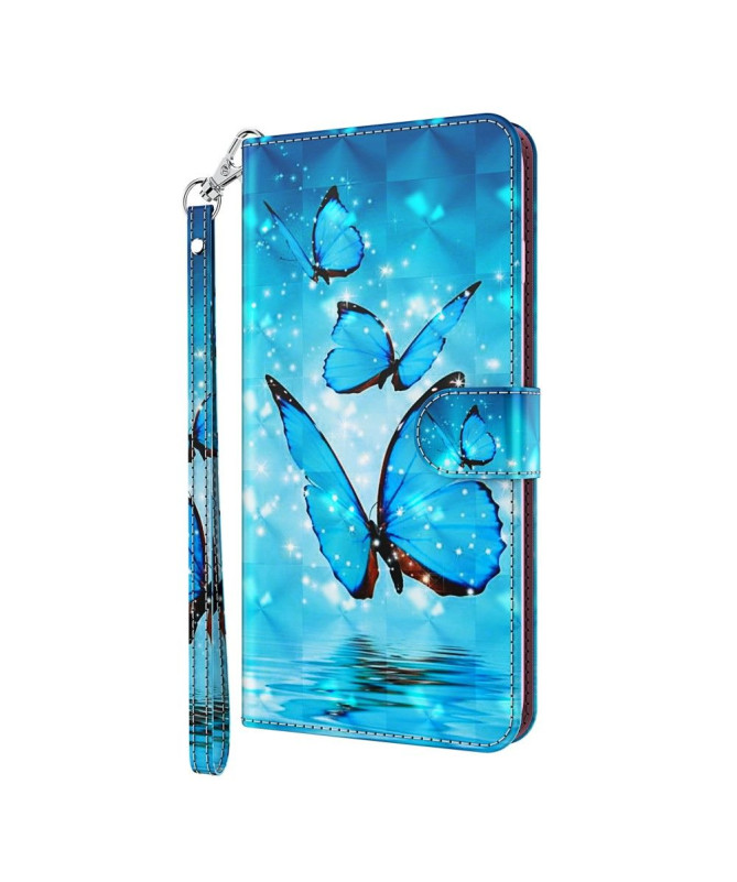 Housse Samsung Galaxy S22 Ultra 5G papillons bleus scintillants