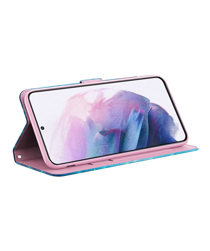 Housse Samsung Galaxy S22 Ultra 5G papillons bleus scintillants