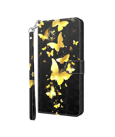 Housse Samsung Galaxy S22 Ultra 5G illustration papillons dorés