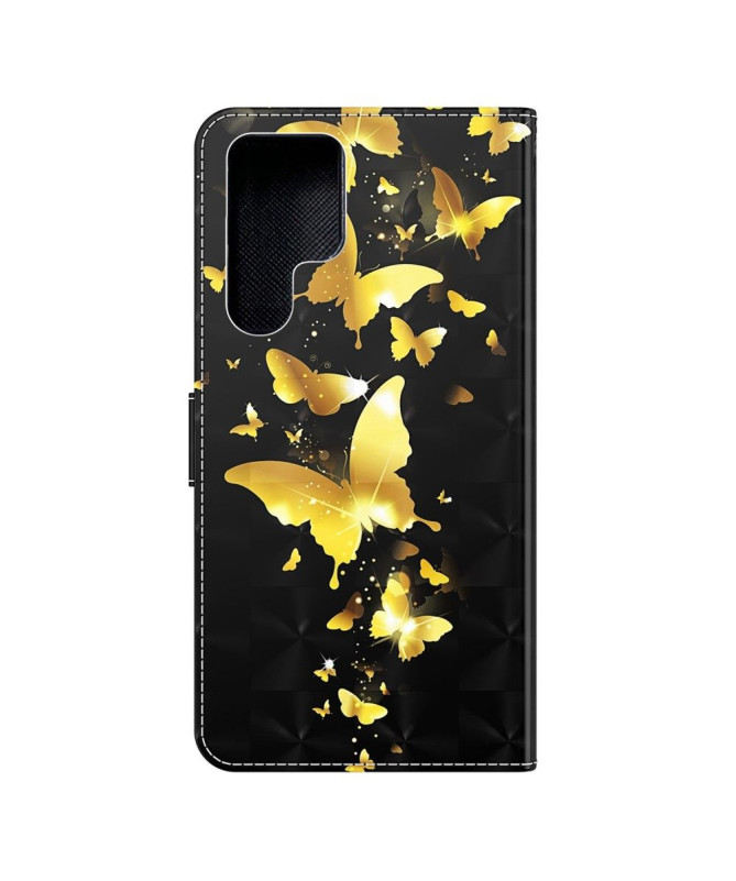 Housse Samsung Galaxy S22 Ultra 5G illustration papillons dorés