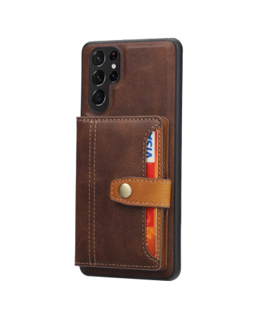 Coque Samsung Galaxy S22 Ultra 5G ZOÉ effet cuir porte-cartes