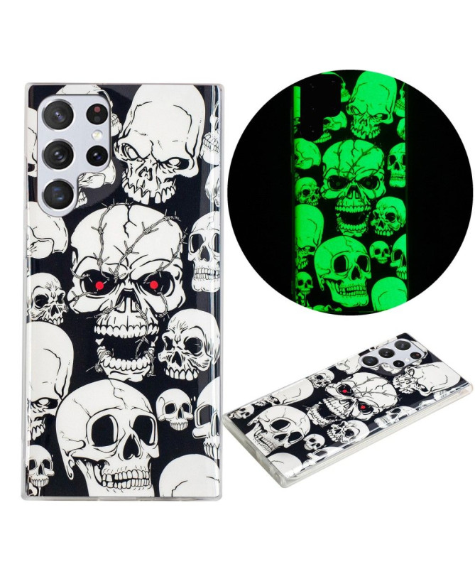 Coque Samsung Galaxy S22 Ultra 5G Luminous tête de mort