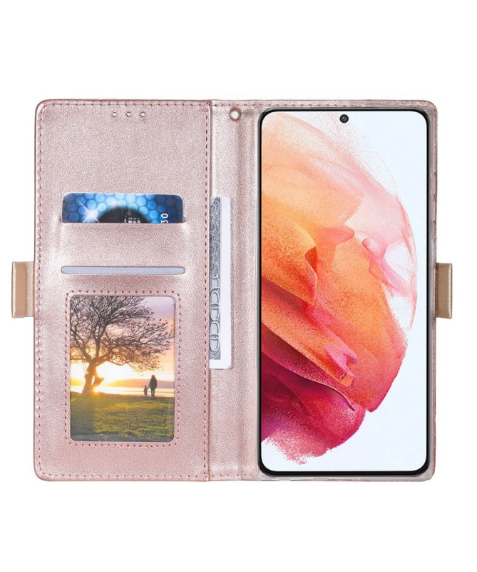 Housse Samsung Galaxy S22 Ultra 5G Dentelle Fleur Effet Cuir