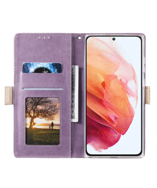 Housse Samsung Galaxy S22 Ultra 5G Dentelle Fleur Effet Cuir