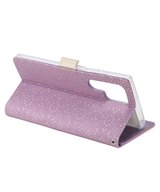 Housse Samsung Galaxy S22 Ultra 5G Dentelle Fleur Effet Cuir