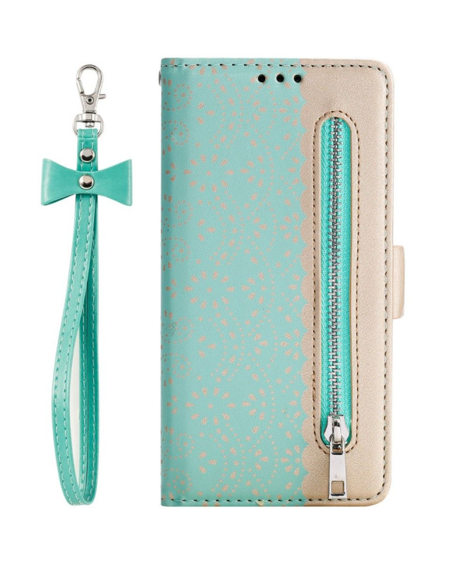 Housse Samsung Galaxy S22 Ultra 5G Dentelle Fleur Effet Cuir