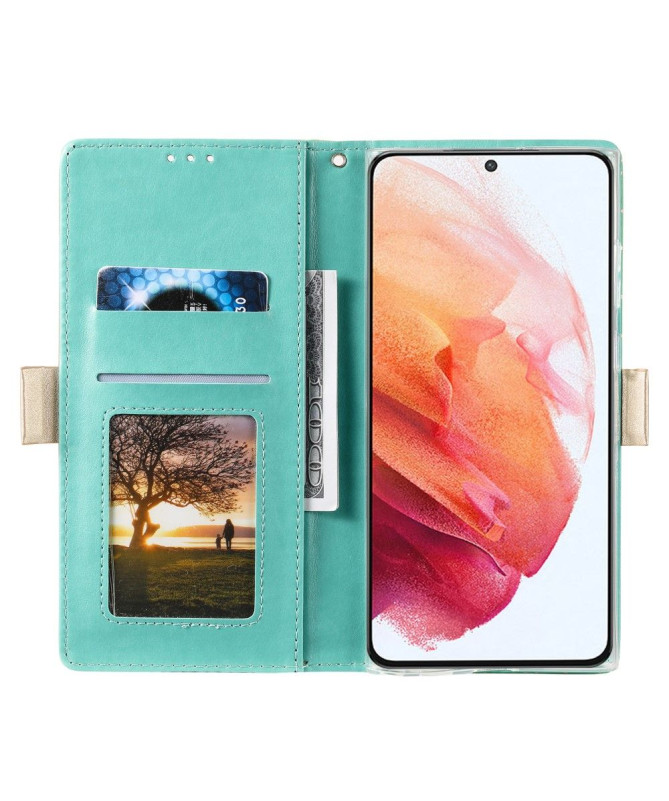 Housse Samsung Galaxy S22 Ultra 5G Dentelle Fleur Effet Cuir