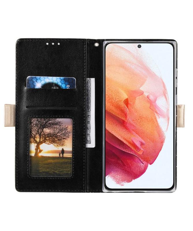 Housse Samsung Galaxy S22 Ultra 5G Dentelle Fleur Effet Cuir