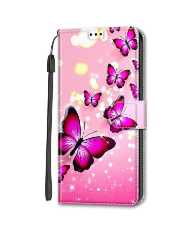 Housse Samsung Galaxy S22 Ultra 5G Papillons roses