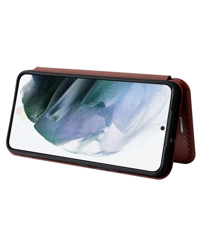Housse Samsung Galaxy S22 5G simili cuir fibre de carbone