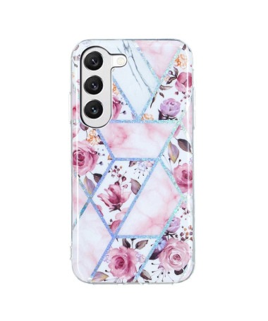 Coque Samsung Galaxy S23 Plus marbre et fleurs