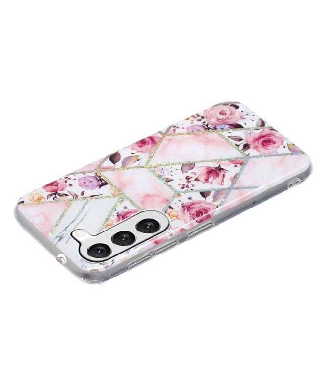 Coque Samsung Galaxy S23 Plus marbre et fleurs