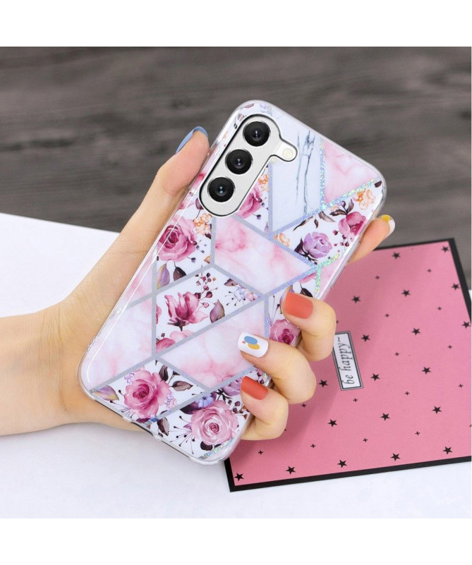 Coque Samsung Galaxy S23 Plus marbre et fleurs