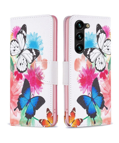 Housse Samsung Galaxy S23 Plus Papillons et fleurs colorées