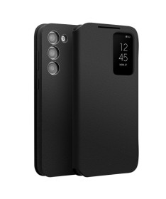 Étui Samsung Galaxy S23 cuir véritable avec Fenêtre d'Aperçu