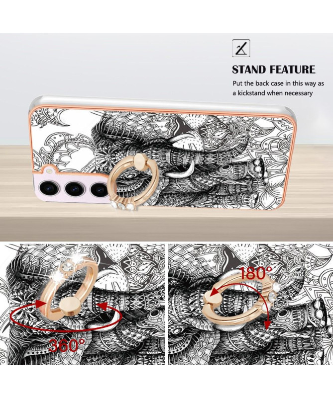 Coque Samsung Galaxy S23 Mandala Éléphant avec Support Anneau