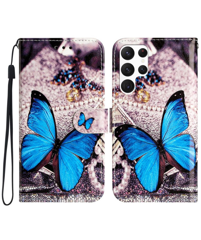 Housse Samsung Galaxy S24 Ultra Papillons Bleus