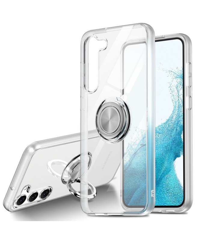 Coque Samsung Galaxy S24 Plus transparente avec anneau métallique