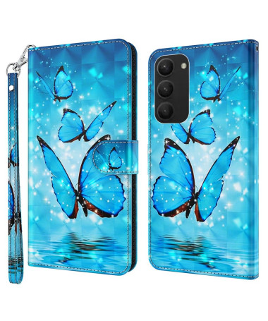 Housse Samsung Galaxy S24 Plus Papillons bleus scintillants