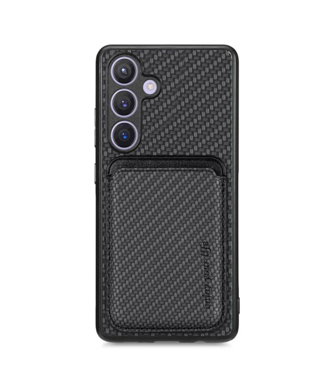 Coque Samsung Galaxy S24 Plus Fibre de Carbone Porte-cartes détachable