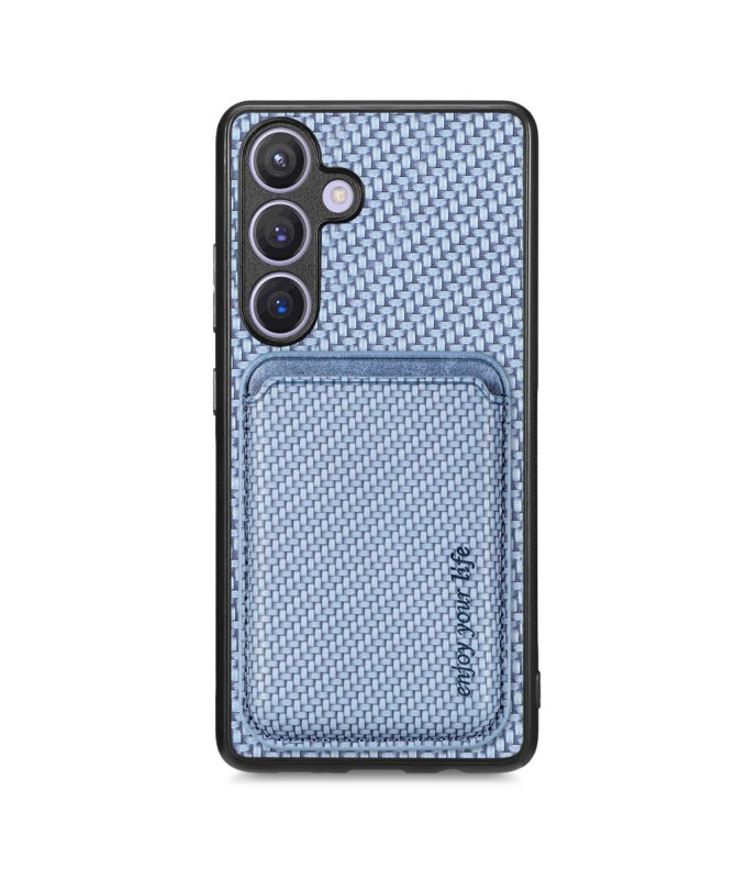 Coque Samsung Galaxy S24 Plus Fibre de Carbone Porte-cartes détachable