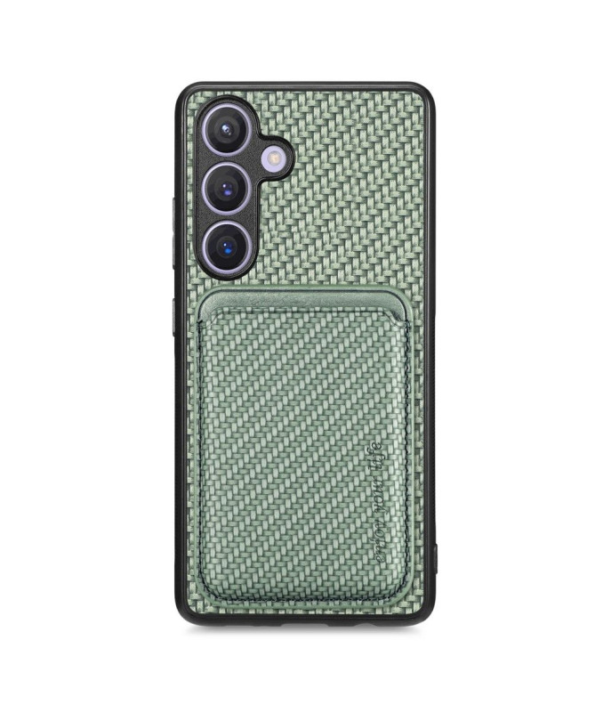 Coque Samsung Galaxy S24 Plus Fibre de Carbone Porte-cartes détachable