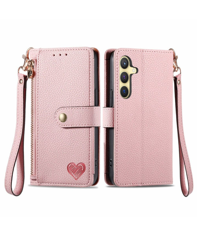 Housse Samsung Galaxy S24 Motif Coeur à Lanière