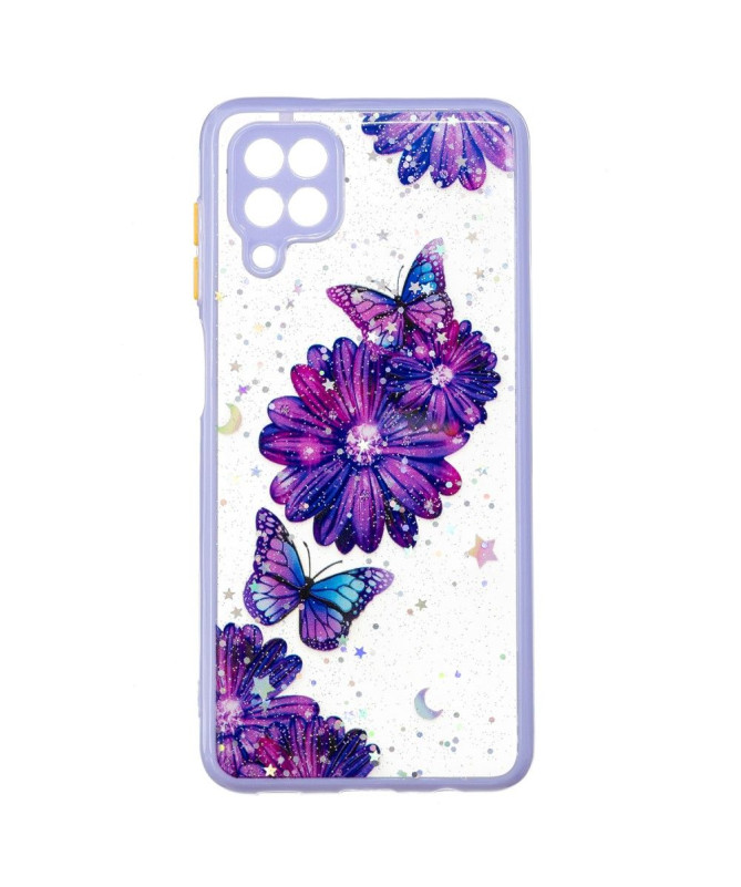 Coque Samsung Galaxy A12 / M12 fleurs et papillons violets