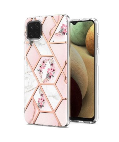 Coque Samsung Galaxy A12 / M12 marbre et couronne de fleurs