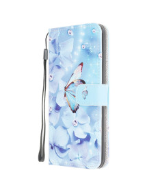 Housse Samsung Galaxy M32 Papillon et fleurs bleues