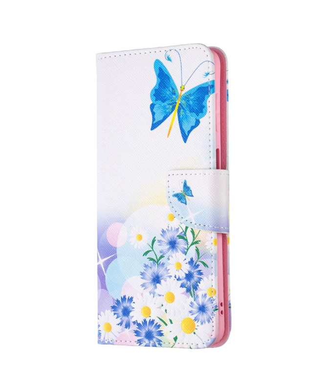 Housse Samsung Galaxy M52 5G papillon et marguerites