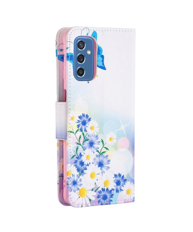 Housse Samsung Galaxy M52 5G papillon et marguerites